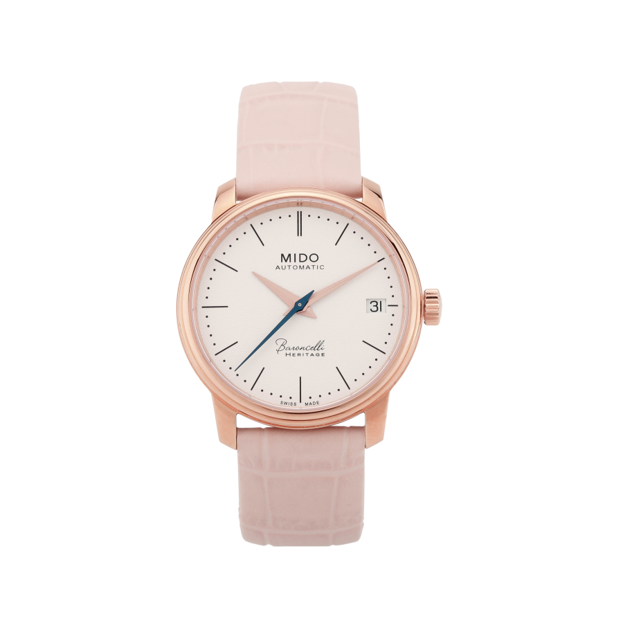 MIDO Baroncelli Mechanical Movement 30m Waterproof Women's Watch 33mm Silver Dial Leather Strap