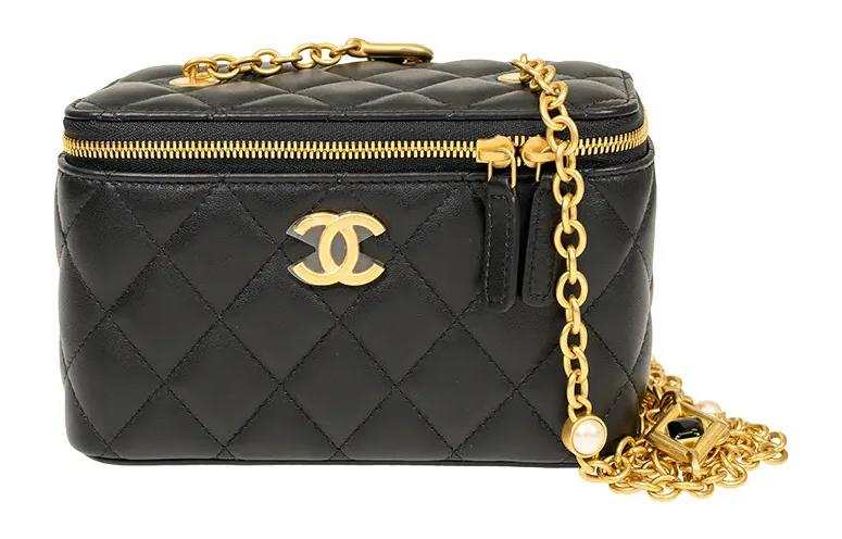 CHANEL Sheepskin Box Bag, Shoulder Bag, Crossbody Bag Women's Black