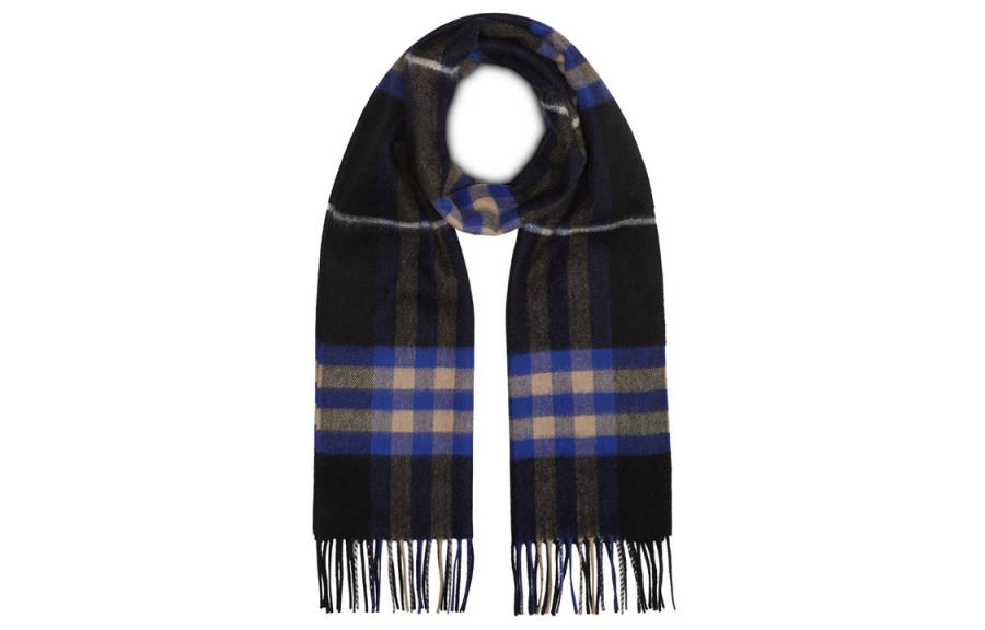 Burberry Cashmere Knit Scarves Unisex Black/Blue