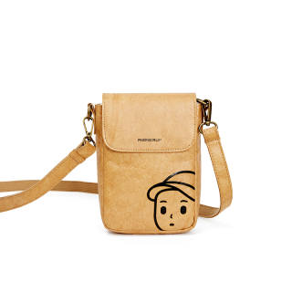 Finerworld Kraft Paper Crossbody Bag With Cell Phone Pouch Small Unisex Kraft Paper Color/Black