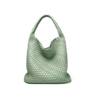 AJ AOIRJ Pu Woven Bag, Tote Bag, Shopping Bag, Shoulder Bag, Handbag Large Women's Mint Green/Ecru/Light Blue