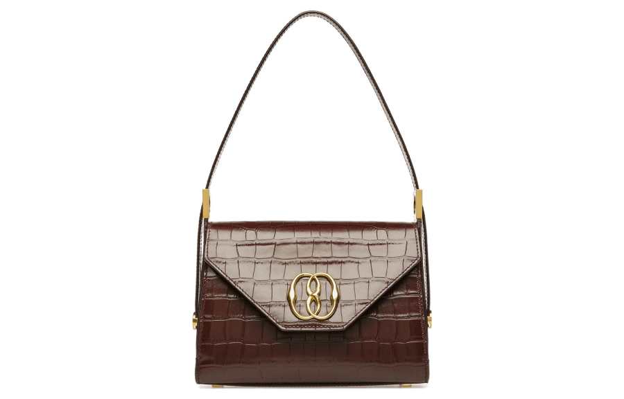BALLY Calfskin Shoulder Bag, Crossbody Bag, Handbag Women's Red Brown