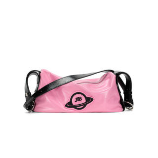 JELLYTOYBOY Cow Leather Star Travel Bag Shoulder Bag, Crossbody Bag Large Unisex Pink/White