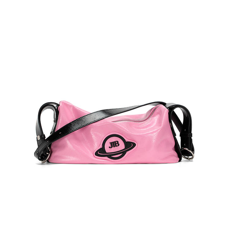 JELLYTOYBOY Cow Leather Star Travel Bag Shoulder Bag, Crossbody Bag Large Unisex Pink/White