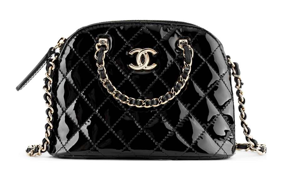 CHANEL Patent Leather Calfskin One Shoulder Crossbody Handheld Clutch Women's Black