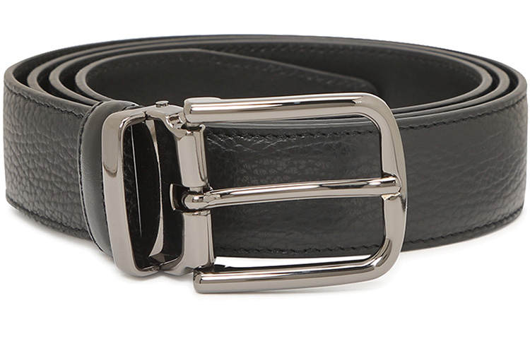 EMPORIO ARMANI Cow Leather Belts Men's Black Width 3.5cm