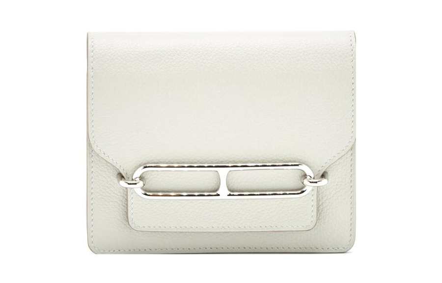 HERMES Roulis Evercolor Calfskin Pig Nose Wallet Bag Women's 80Gris Perle Pearl Gray