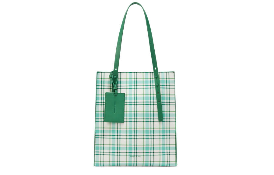 CHARLES&KEITH Pu Handbag, Shoulder Bag Large Women's White/Green/Black