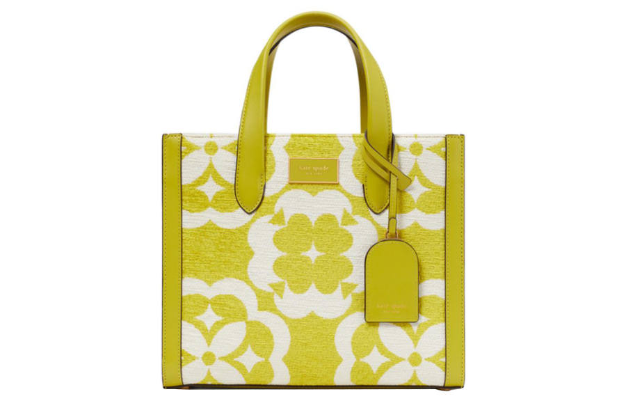 Kate Spade Manhattan Fabric, Split Cow Leather Tote Bag, Shopping Bag, One Shoulder Handbag Small Women's Pear Yellow