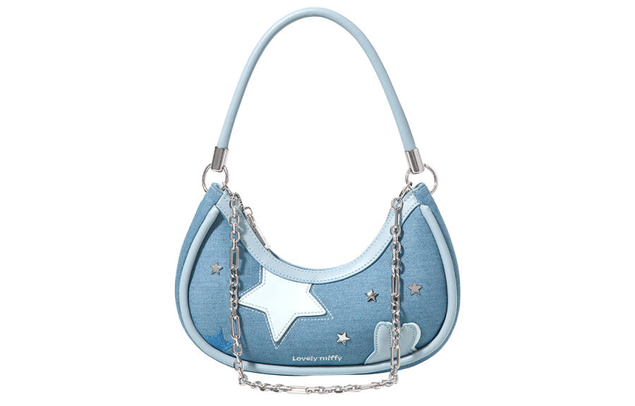 Miffy Denim Shoulder Bag, Crossbody Bag Women's Blue/White