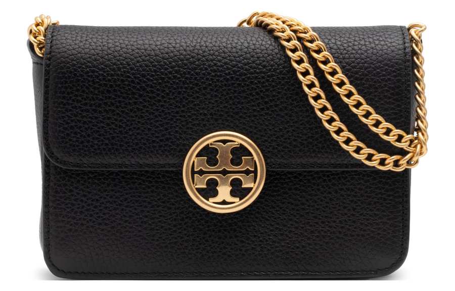 TORY BURCH Olivia Flap Grain Leather Chain Bag, Shoulder Bag, Crossbody Bag Mini Women's Black