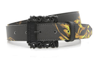 VERSACE JEANS COUTURE PU Artificial Leather Belts Men's Black 3cm