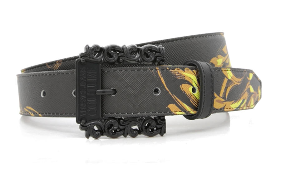 VERSACE JEANS COUTURE PU Artificial Leather Belts Men's Black 3cm