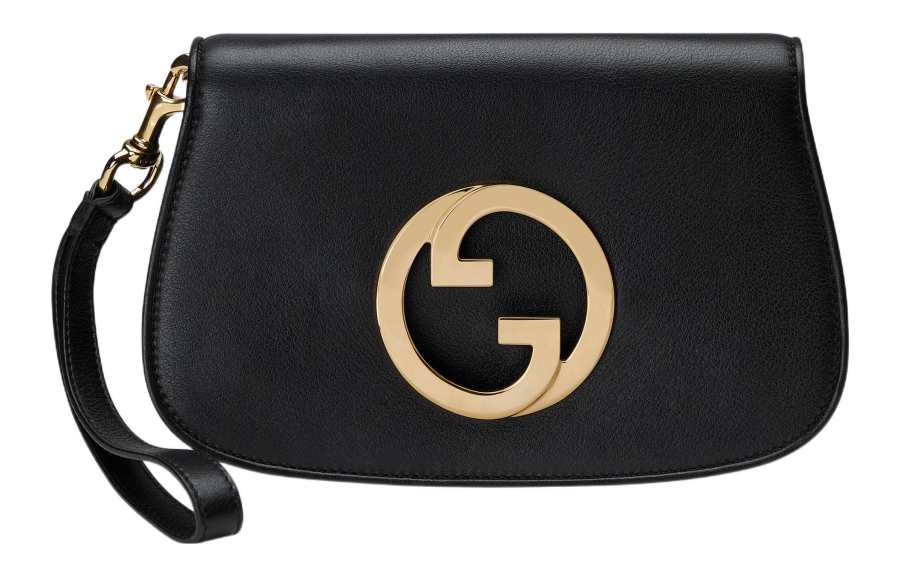 GUCCI Blondie Leather Handbag Wrist Bag Clutch Mini Women's Black