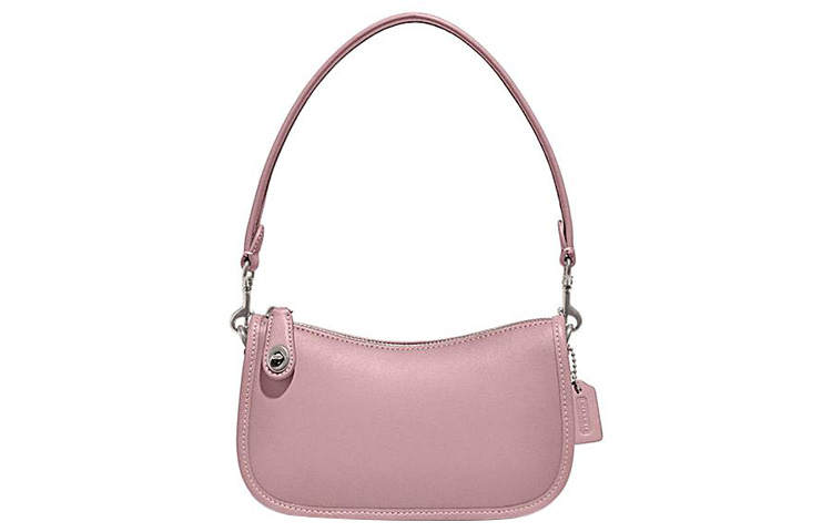 COACH Swinger Leather Pochette Handbag, Shoulder Bag Small Women's Purple