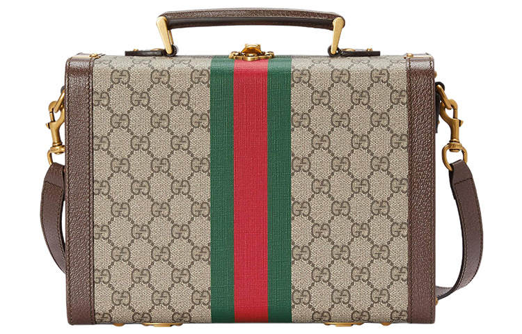 GUCCI Canvas With Leather Shoulder Bag, Crossbody Bag, Handbag Large Women's Brown