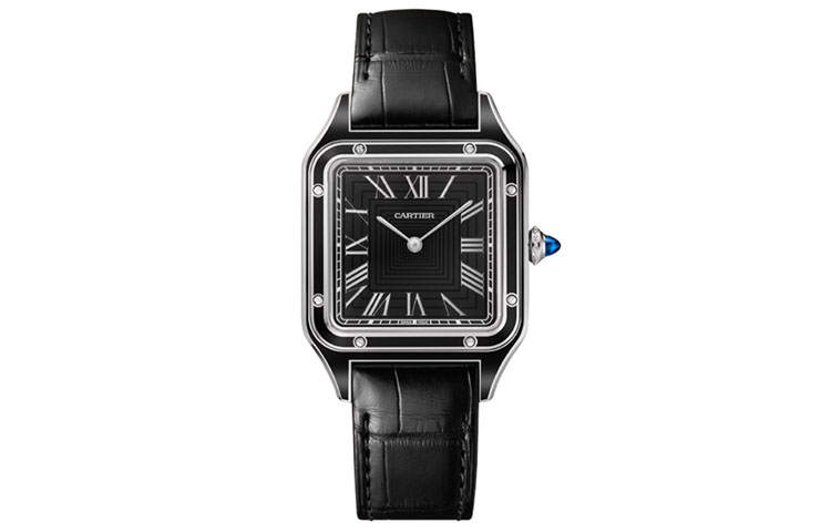 CARTIER SANTOS DE Manual Mechanical Movement Men's Watches Watch 43.5*31.4mm Black Dial Stainless Steel Case