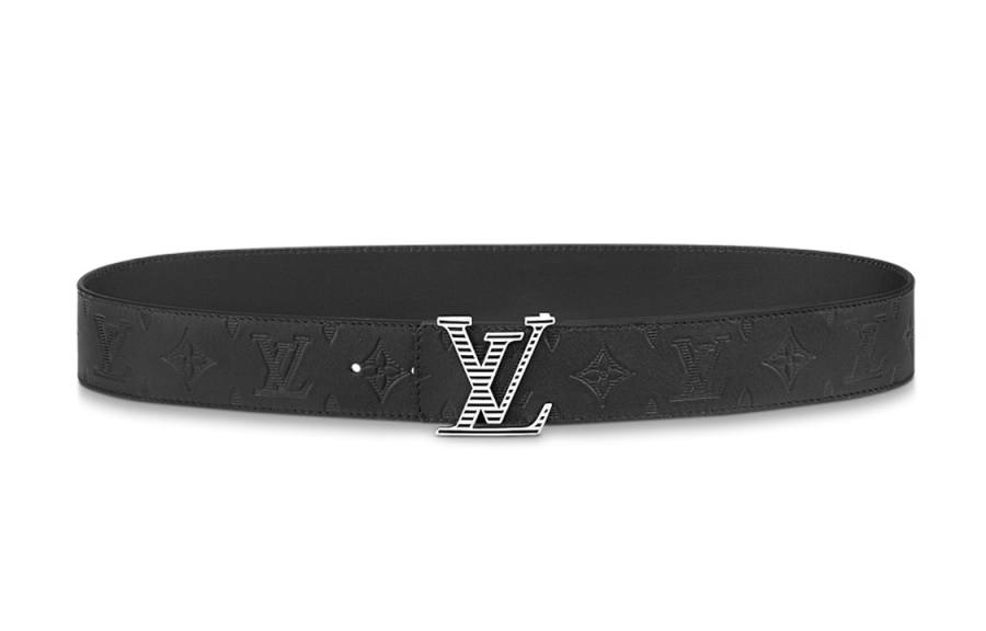 LOUIS VUITTON LOUIS VUITTON SHADOW Leather Enamel Leather Belts Men's Black Width 4cm