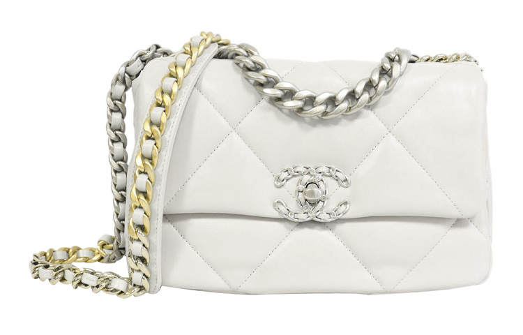 CHANEL 19Bag Lambskin Shoulder Bag, Crossbody Bag Medium Women's White