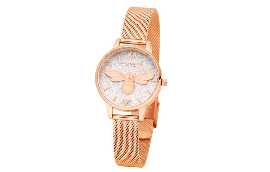 OLIVIA·BURTON Bee Series Wrist Watches Quartz Movement Stainless Steel Strap 30mm Gold Dial Women's Watch