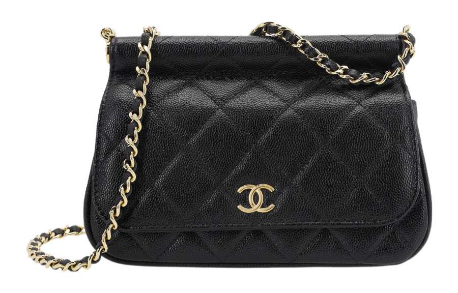 CHANEL Grain Calfskin Crossbody Bag, Shoulder Bag Women's Black