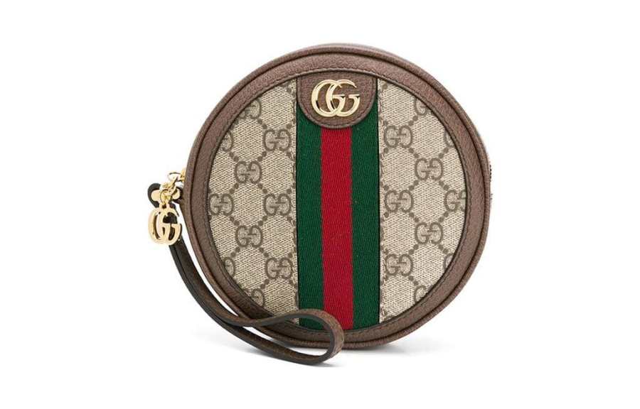 GUCCI Ophidia Canvas Wrist Bag, Handbag, Clutch, Coin Purse Women's Ebony