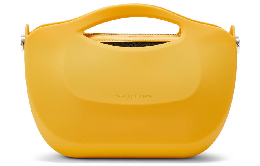 CHARLES&KEITH Fabric, Silicone One Shoulder Handbag Medium Women's White/Yellow