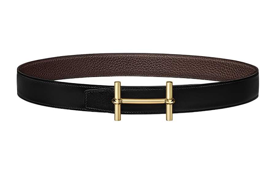 HERMES HERMES Togo Leather Belts Men's Width 3.2cm