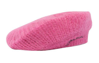 GANNI Logo Embroidered Knit Beret Beanie
