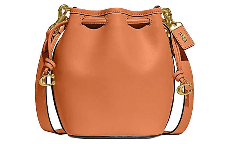 COACH Camila Cow Leather Bucket Bag, Shoulder Bag, Crossbody Bag Regular Women's Orange