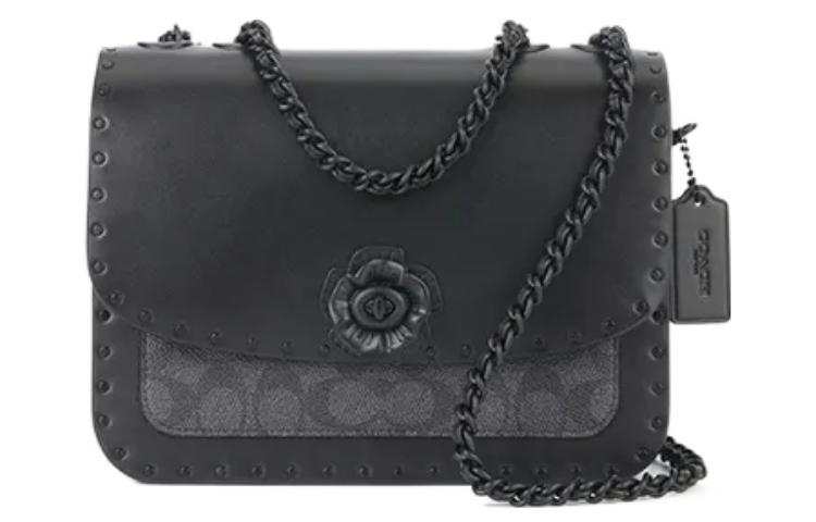 COACH Madison Leather Small Square Bag, Shoulder Bag, Crossbody Bag Medium Women's Black