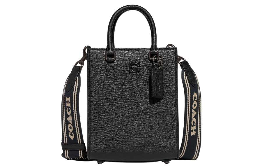 COACH Cow Leather Tote Bag, Shopping Bag, Handbag Small Women's Black