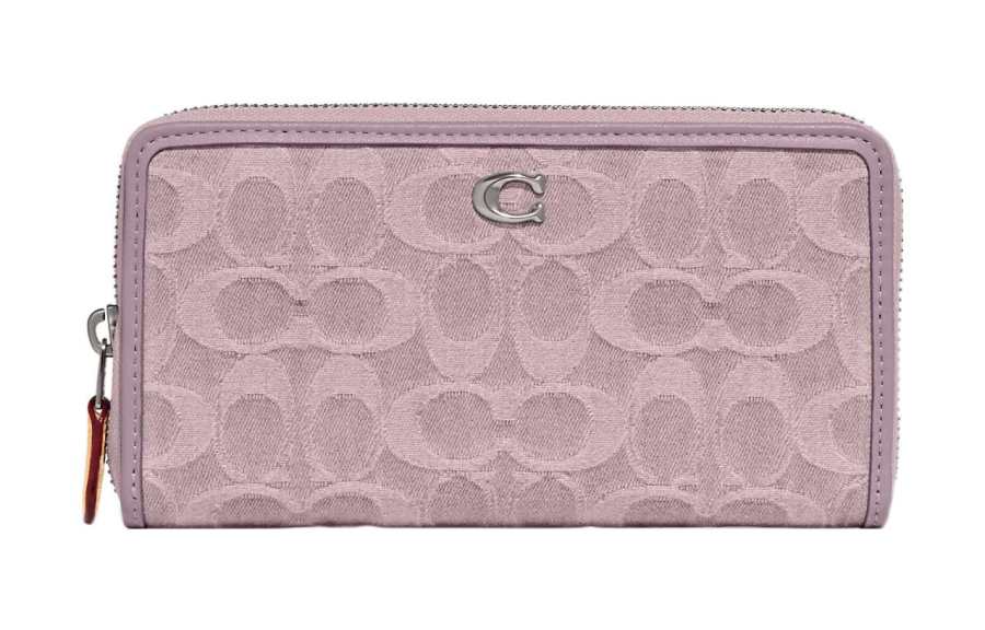 COACH Zip Around Fabric Pochette Clutch Wallet Small Women's Light Purple