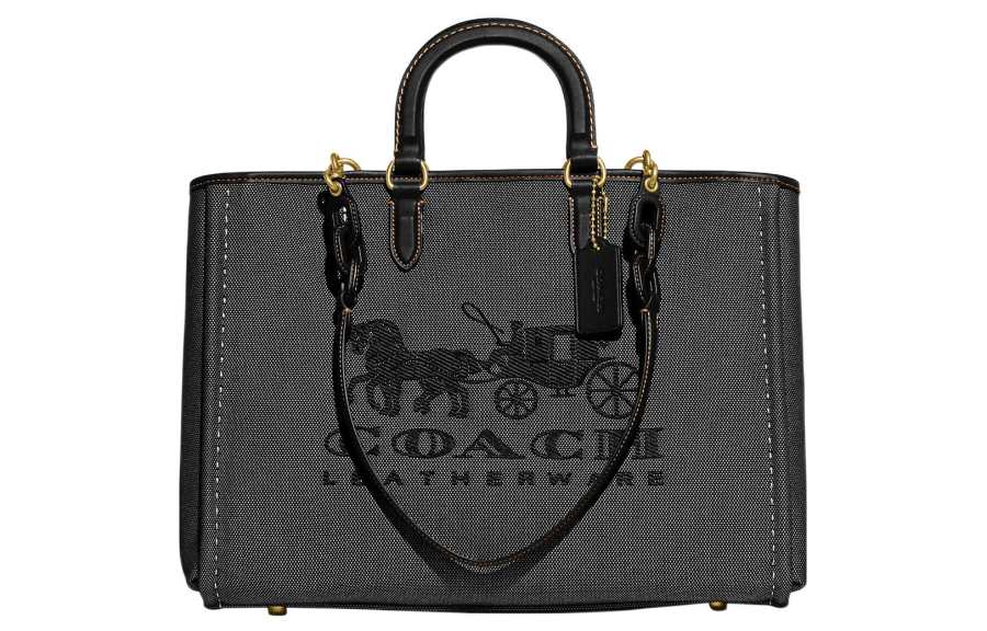COACH Fabric Tote Bag, Shopping Bag, One Shoulder Handbag Large Women's Black