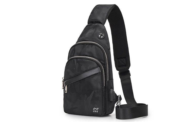 KEYSTREET QING QI ZHE Nylon Crossbody Bag, Sling Bag, Shoulder Bag Regular Men's Camouflage Black