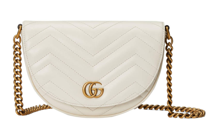 GUCCI Marmont Leather Shoulder Bag, Crossbody Bag Mini Women's White