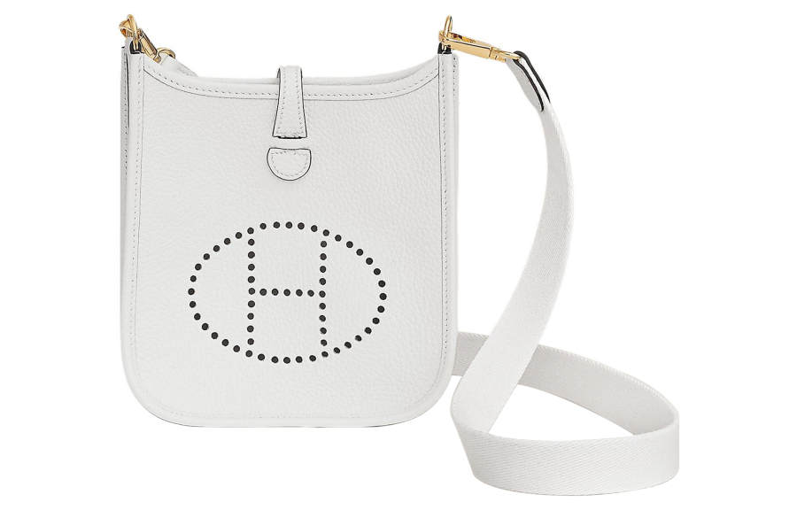HERMES Evelyne Clemence Bullock Leather Crossbody Bag, Shoulder Bag 16 Women's 0U NEW WHITE New White