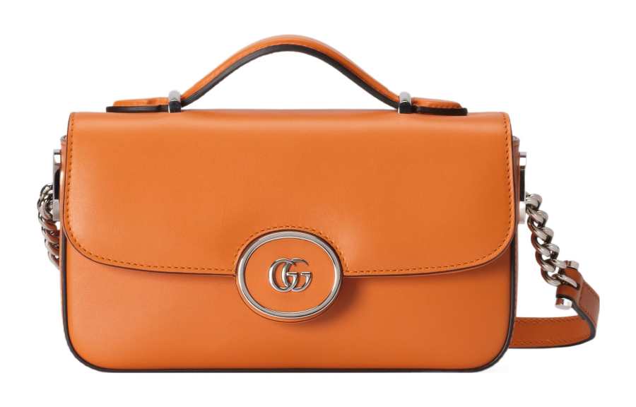 GUCCI Leather Handbag, Shoulder Bag, Crossbody Bag Mini Women's Orange
