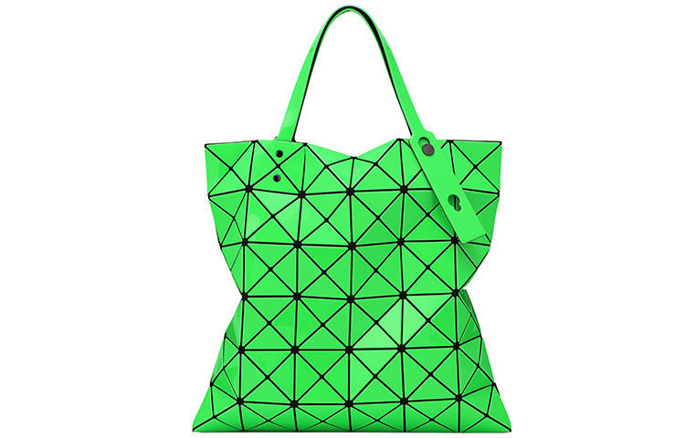 ISSEY MIYAKE Lucent Gloss Artificial Leather Tote Bag, Shopping Bag, Shoulder Bag, Handbag Women's Green