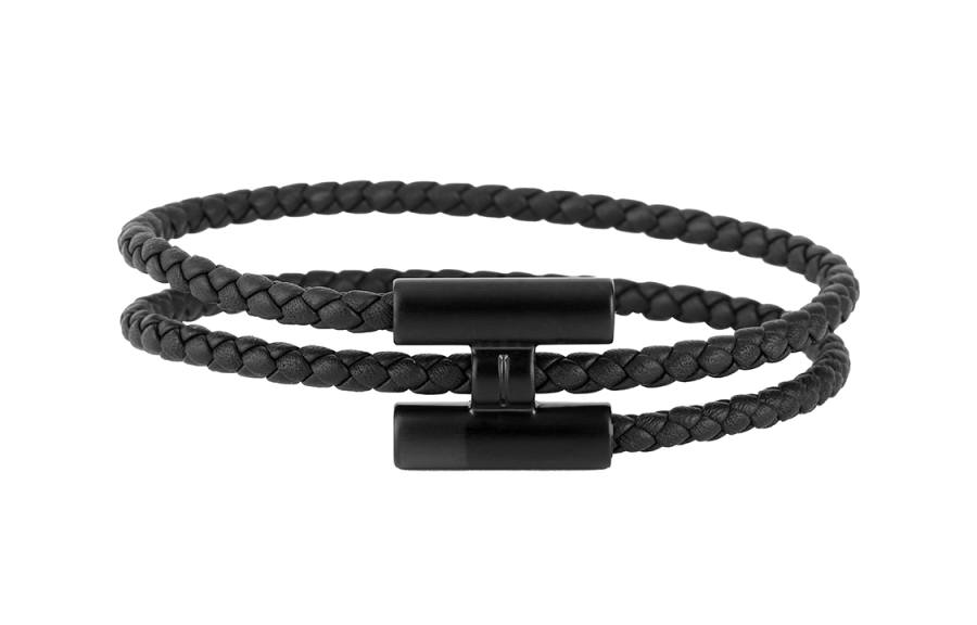 HERMES HERMES Tournis Tresse Wristbands Men's Black
