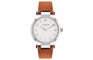 COACH CARY Wrist Watches Quartz Movement Genuine Leather Strap 34mm White Dial Women's Watch 30m Water Resistant