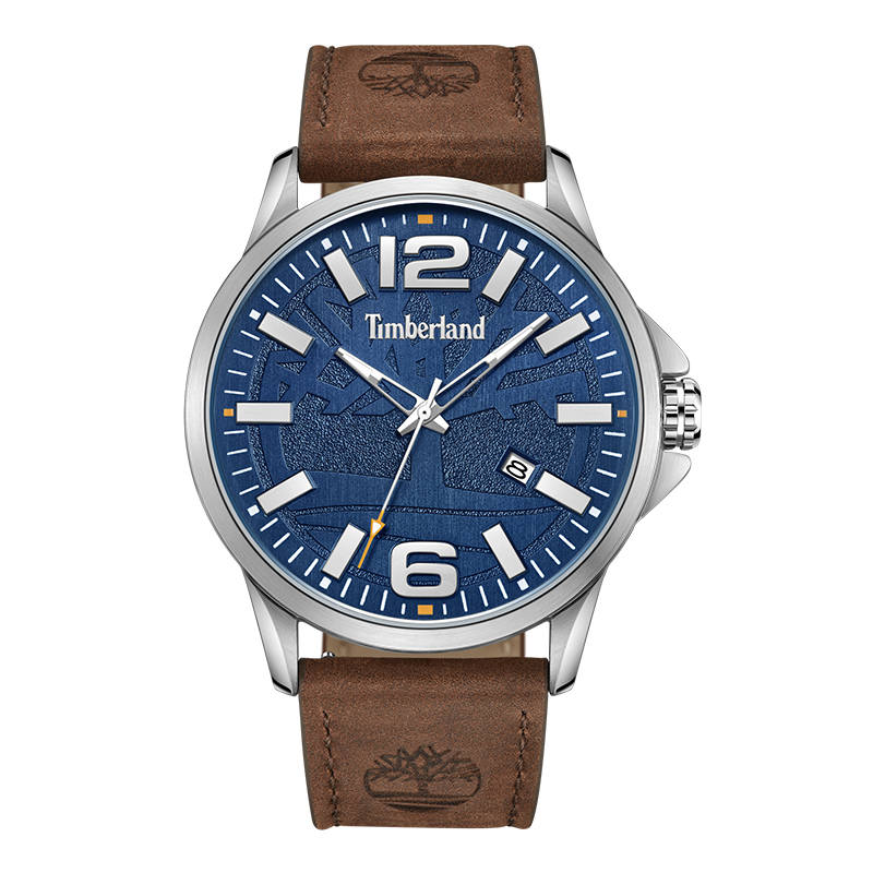 Timberland Bernardston Wrist Watches Quartz Movement Leather Strap 45mm Blue Dial Men's Watches