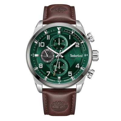Timberland Henniker II Wrist Watches Quartz Movement Leather Strap 46mm Green Dial Men's Watches
