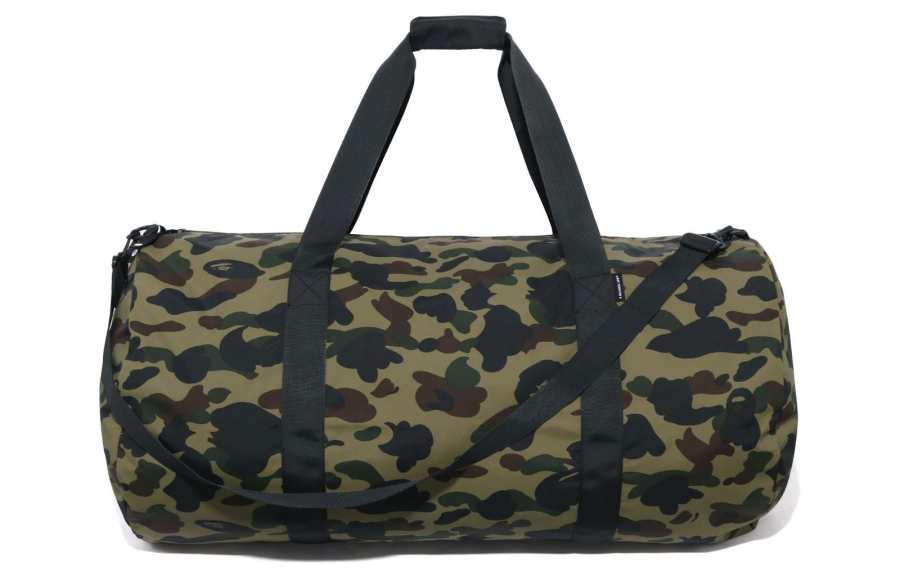 A BATHING APE Nylon Travel Bag Unisex Green/Yellow