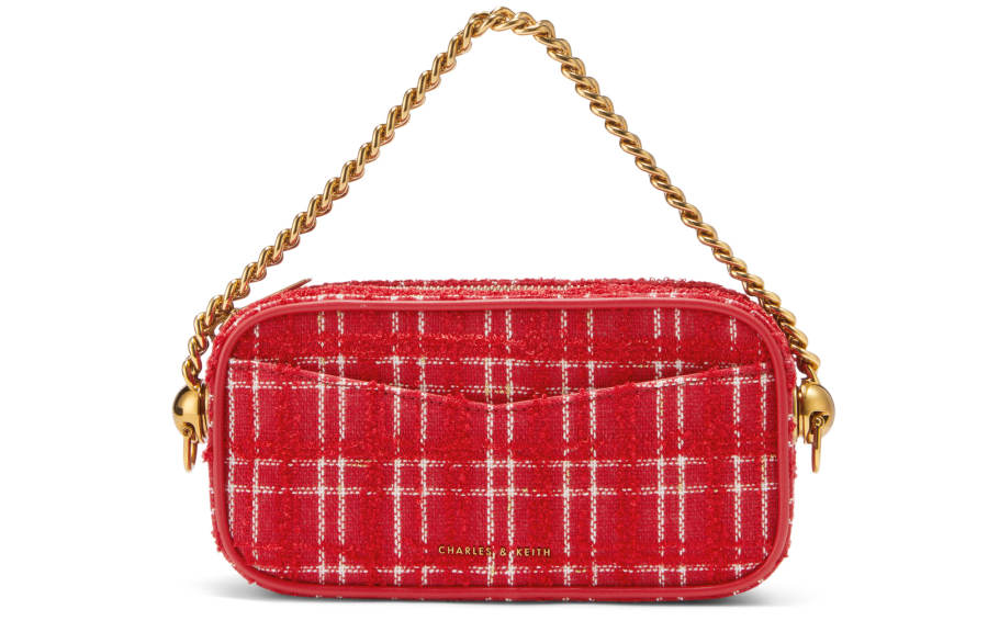 CHARLES&KEITH Pu Handbag Small Women's Black/Navy Blue/Red