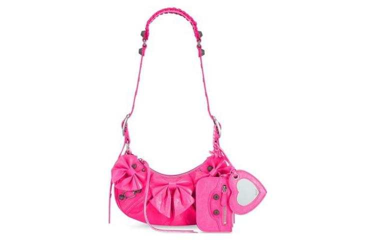 Balenciaga Le Cagole Sheepskin Crossbody Bag, Shoulder Bag Mini Women's Neon Pink