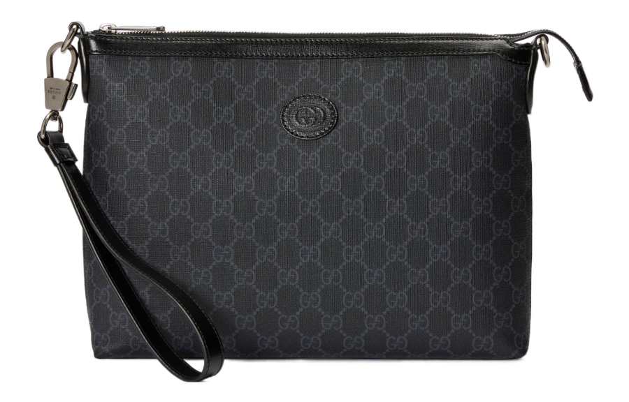 GUCCI Canvas With Leather Crossbody Bag, Shoulder Bag Men's Black