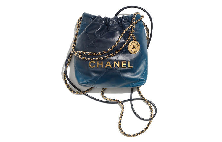 CHANEL 22Bag Bright Calfskin Bucket Bag, Shoulder Bag, Crossbody Bag Mini Women's Gradient Blue