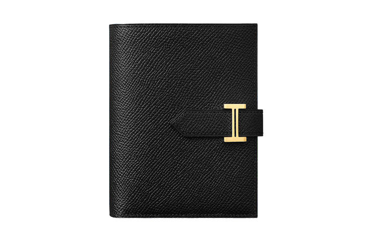 HERMES Bearn Epsom Calfskin Wallet Women's Black