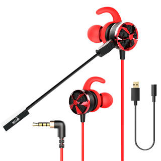 Holy Serpent X5 Cell Phones Computers Esports Gaming Chicken With Microphone 7.1 Surround Sound, Black/Red In ear